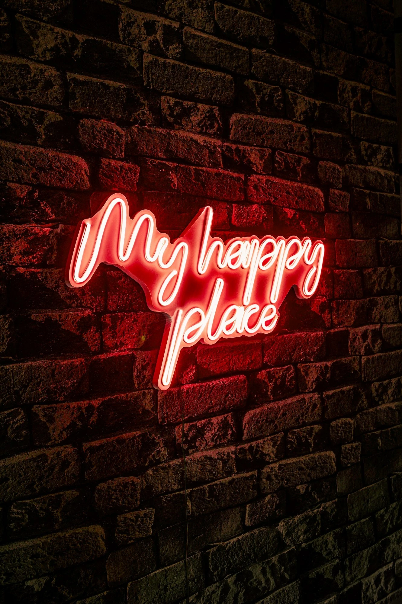 Dekor dritash LED plastike, My Happy Place, ngjyrë e kuqe