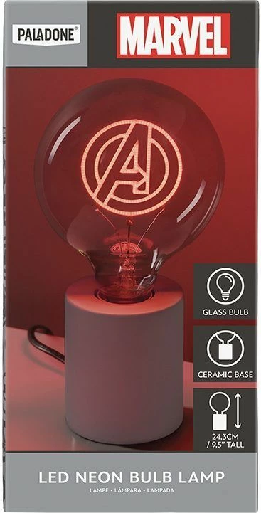 Lampë tavoline Paladone Marvel Avengers LED Neon Bulb E27 24.3 cm, e kuqe