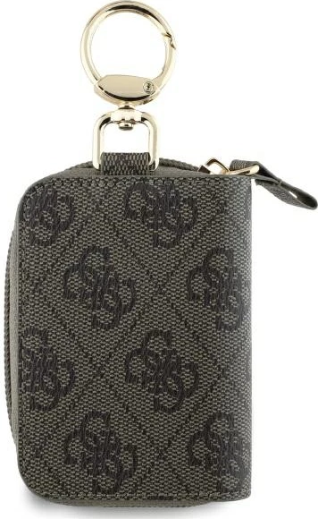 Portofol kabllosh Guess Cable Pouch 4G Triangle, lëkurë ekologjike, kafe