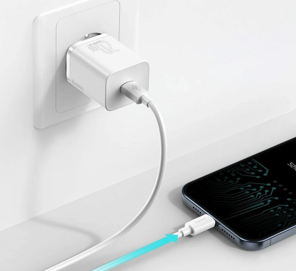 Karikues Baseus Super Si BSU2026WHT 20W 1x USB-C PD/QC, i bardhë, pa kabllo