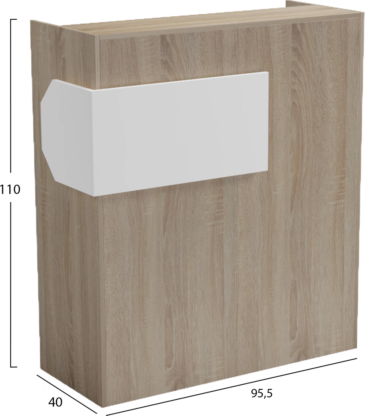 Banak recepsioni GAND, ngjyrë sonama/e bardhë, me LED, FH2154.01, 95.5x40x110cm