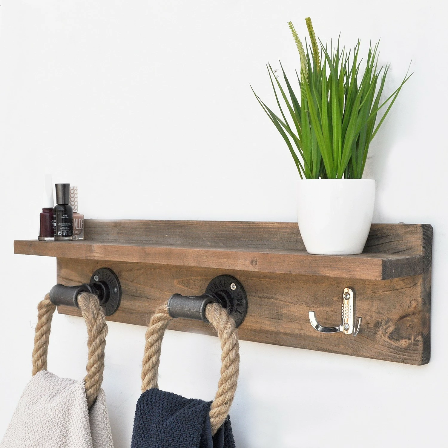 Varëse muri Pipe Hook, dru bredhi, ngjyrë arre, Boruraf174