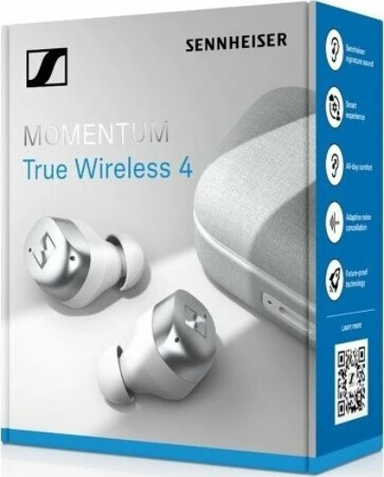 Kufje Sennheiser Momentum True Wireless 4 30 orë, ANC, LE Audio/Auracast, Qi, White-Silver