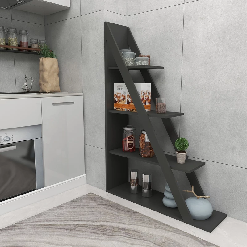 Raft librash këndor modern, ngjyrë antracit, 100x30x150 cm