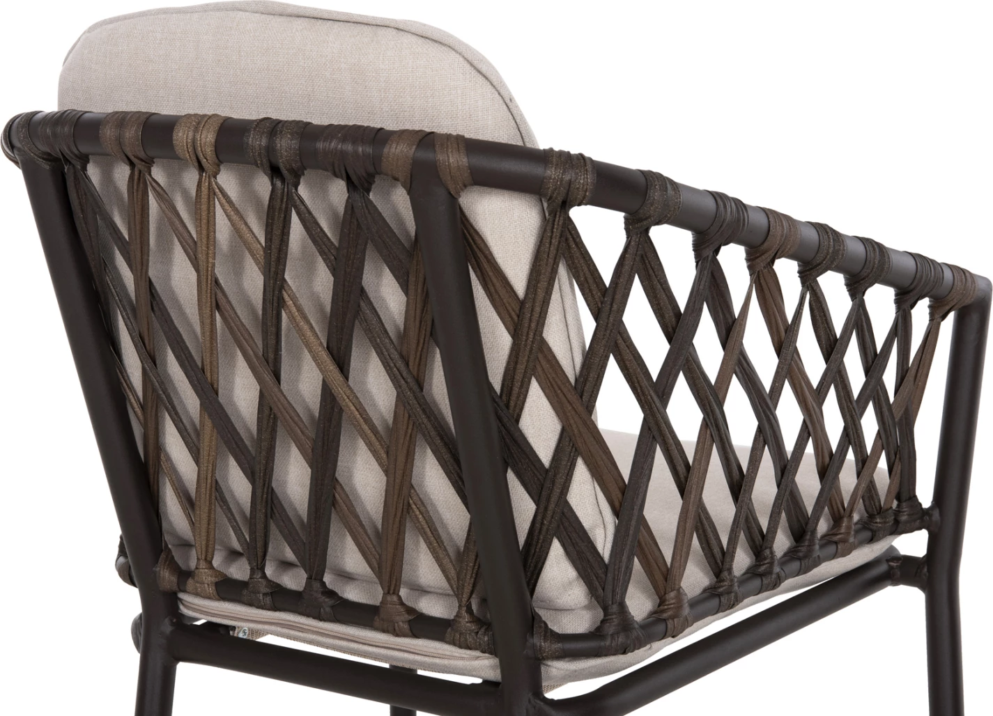 Karrige alumini BOLLY FH6080, kornizë kafe-sintetik ratan, jastëkë kafe-bezhë, 58.5x67x86H cm, set prej 4 copë