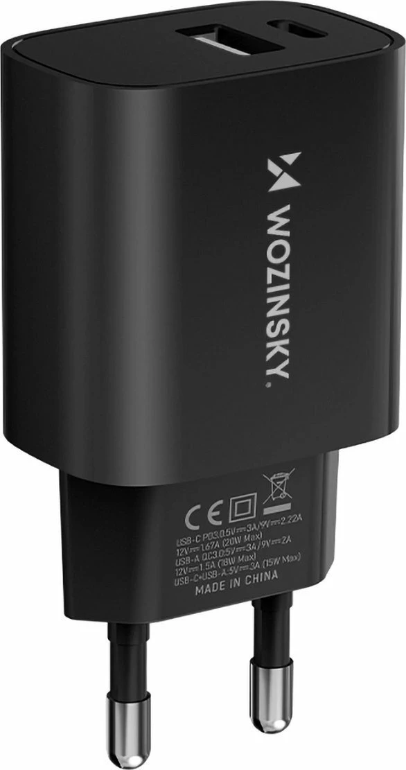 Karikues muri Wozinsky WGWCB 20W, 2 porta USB-A/USB-C (PD/QC), i zi