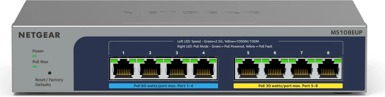 Switch NETGEAR MS108EUP, 8 porte 2.5G, PoE++, Managed, Gri