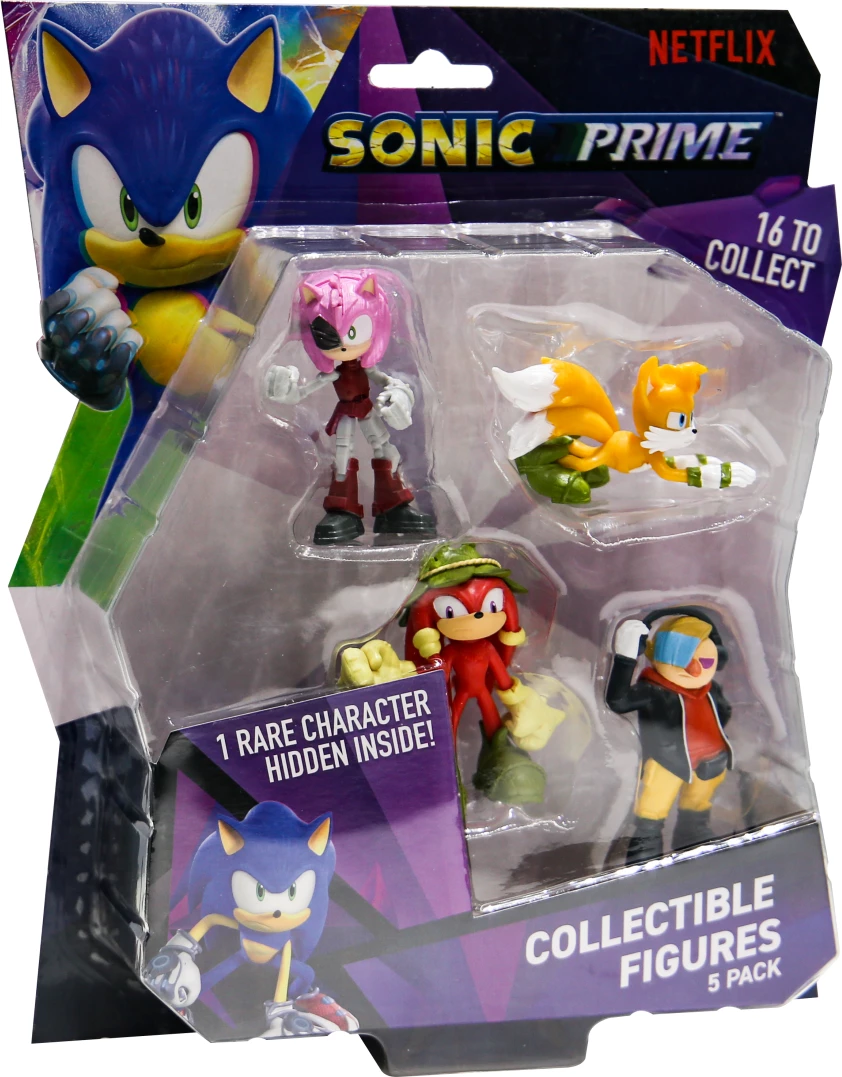 Figurinë koleksionuese P.M.I. Sonic Prime, Gaming Heroes, 5-pack + 1 fletë sticker 6.5 cm, assorted (S1)