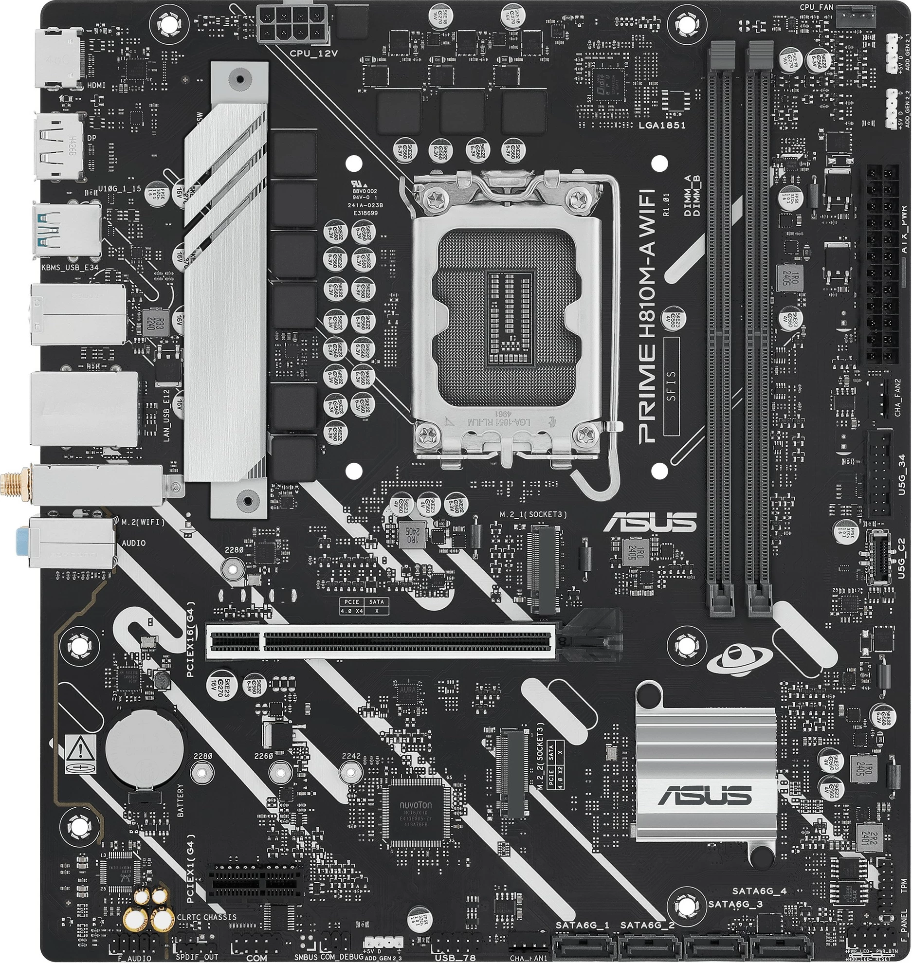 Pllakë amë ASUS PRIME H810M-A WIFI, Intel, LGA 1851, DDR5, 128 GB