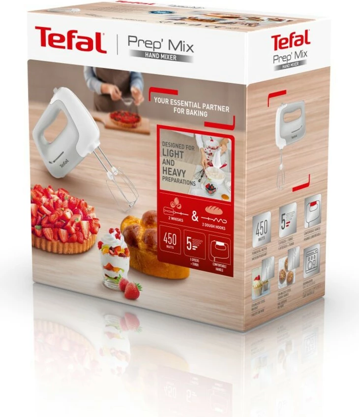 Mikser dore Tefal Prep'Mix HT450B, 450 W, i bardhë