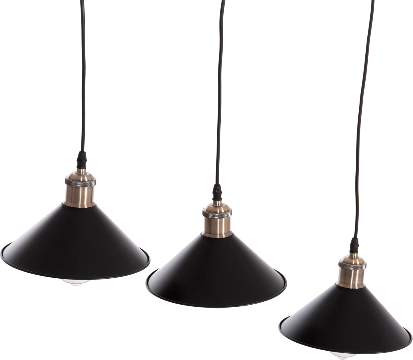 Llambë tavani varëse me 3 drita, metal i zi, detaje bronzi, FH7533.11, 21.5x128cm