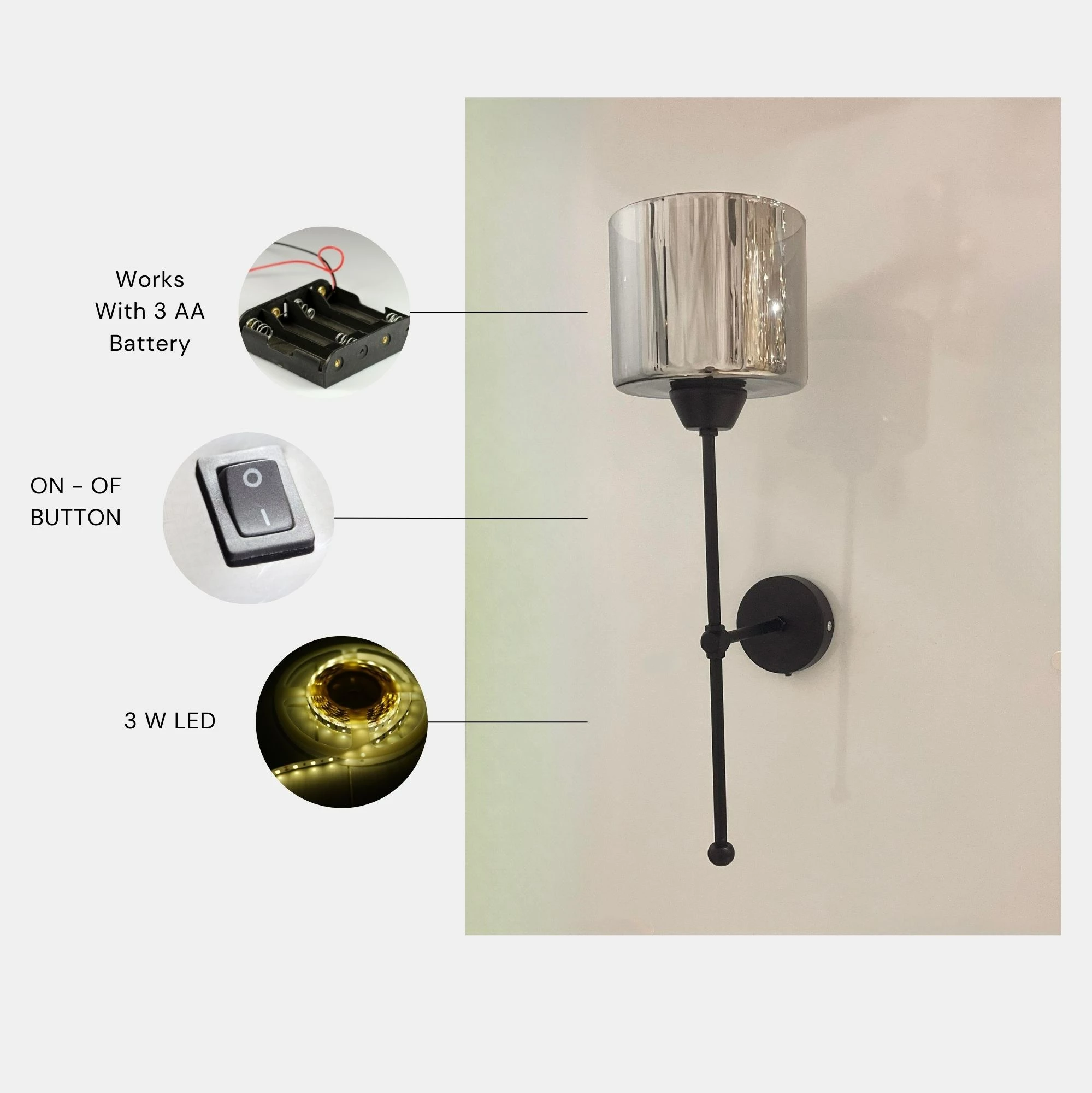 Llambë muri Opviq, Sahra - 8881-2P, ngjyrë e zezë