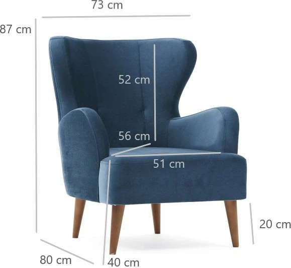 Karrige me krahë, Atelier del Sofa, Karina, ngjyrë e kaltër