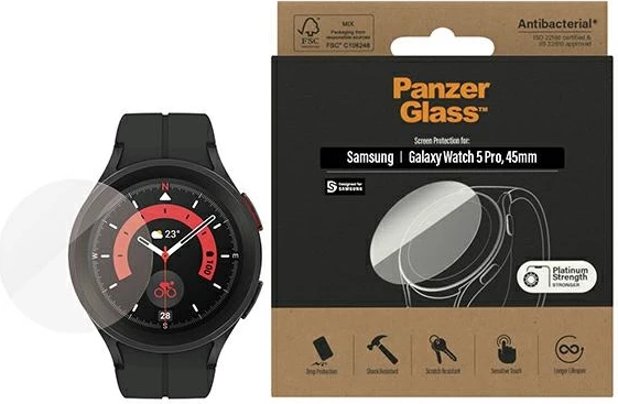 Mbrojtës ekrani PanzerGlass për Samsung Galaxy Watch 5 Pro 45 mm, antibakterial
