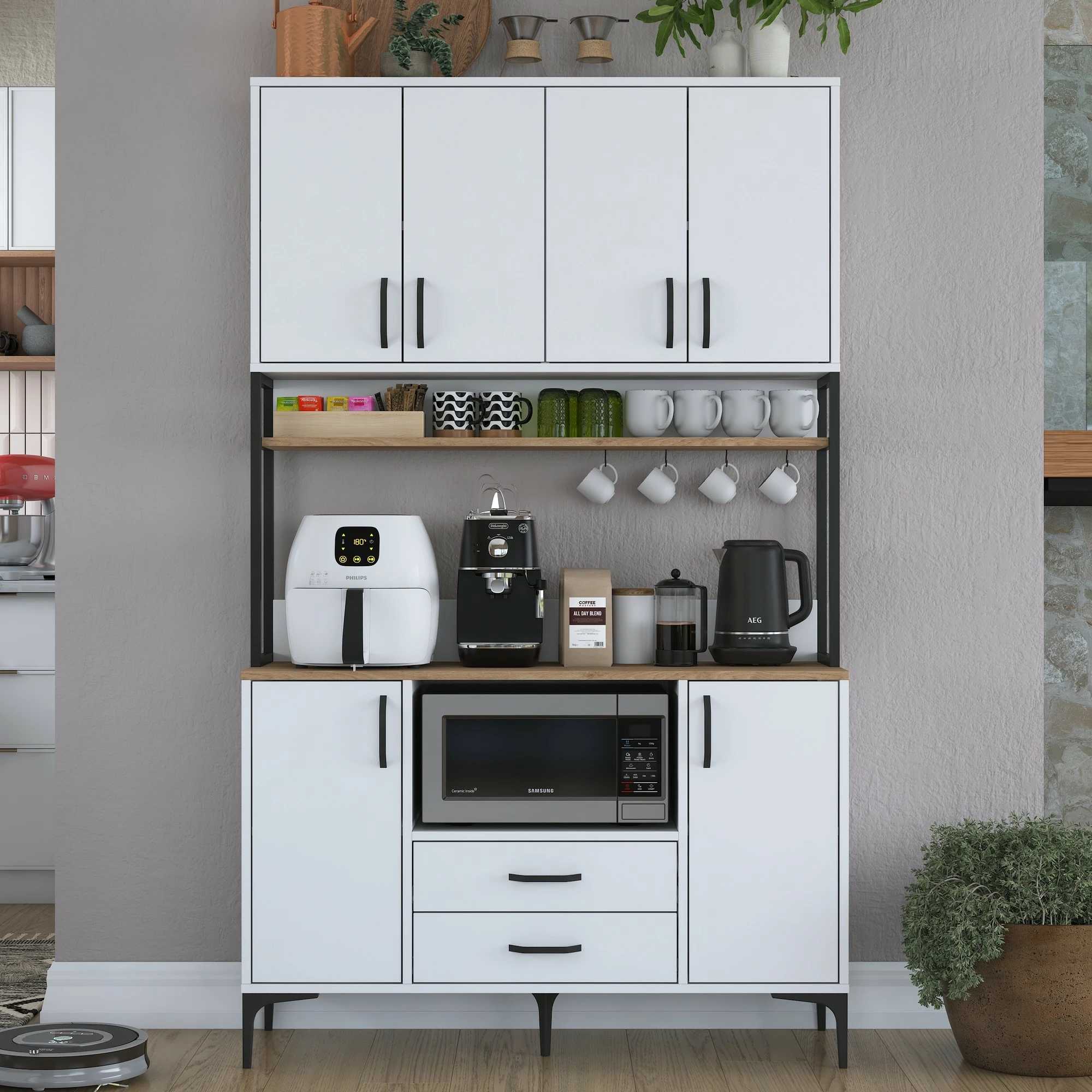 Dollap multifunksional Skye Decor, ngjyrë arre dhe e bardhë, JE169 - 3400