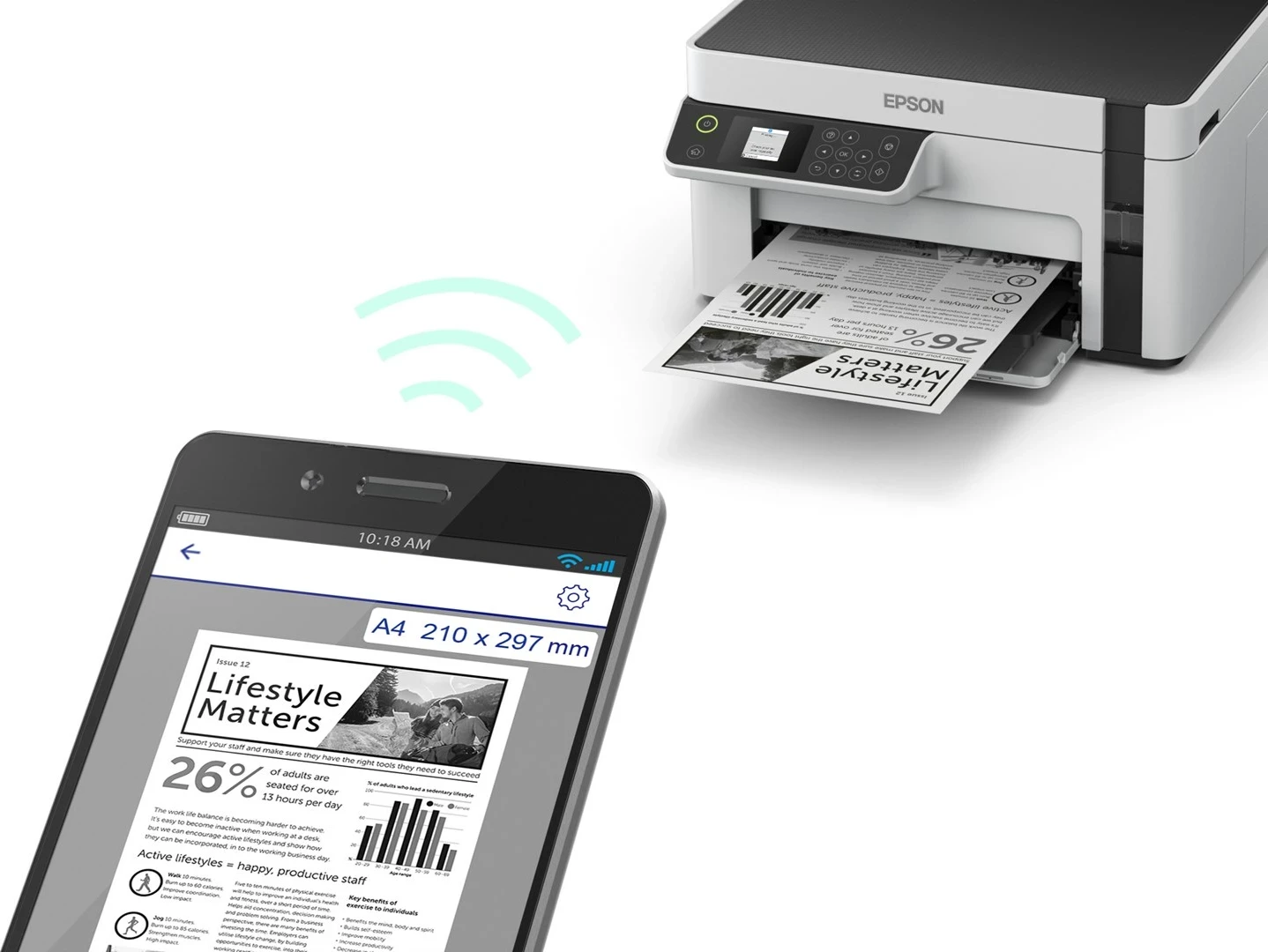 Printer Epson EcoTank M2120, Inkjet, Wi-Fi, Bardhë