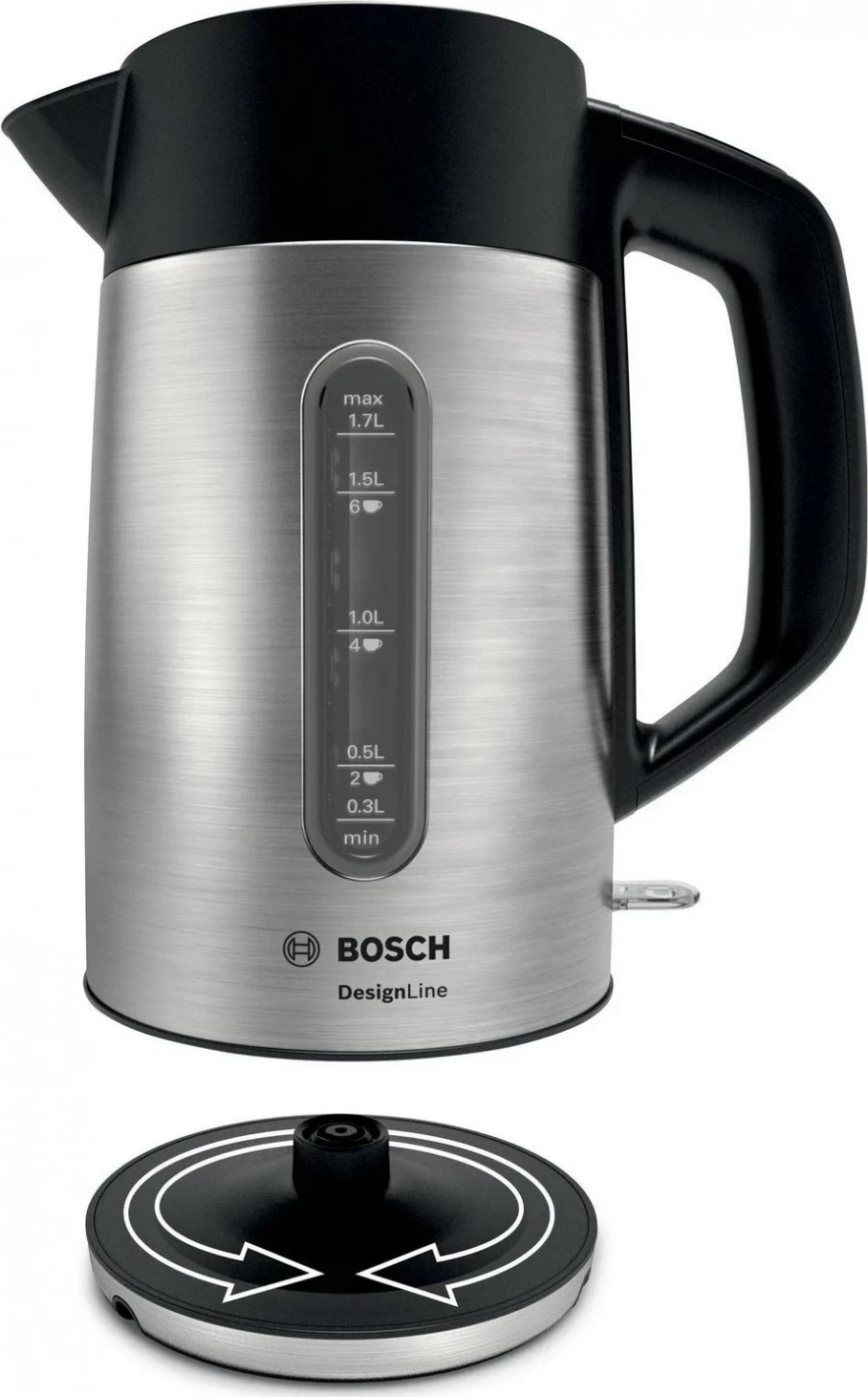 Çajnik Bosch DesignLine TWK4P440, 1.7 litra, 2400W, ngjyrë argjendi