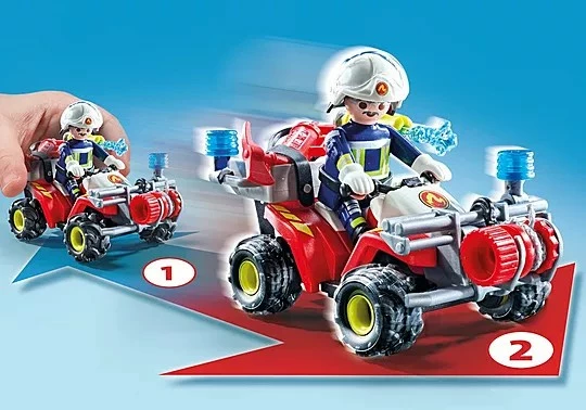 Set lodrash Playmobil Action Heroes 71825, quad zjarrfikës, 47 pjesë
