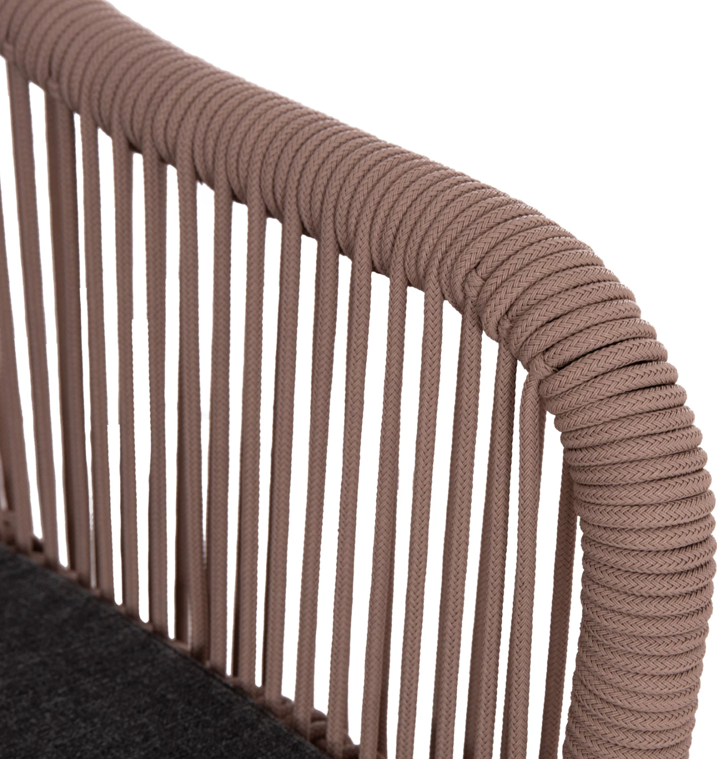 Divan për jashtë, 2 vende, alumin, ngjyrë antracit, litar Teslin bezhë, MYRTIA FH5550.12, 123x61x90cm