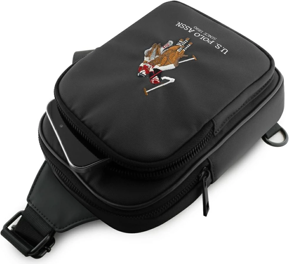 Çantë crossbody për celular US Polo Assn Petit Pique, najlon, e zezë