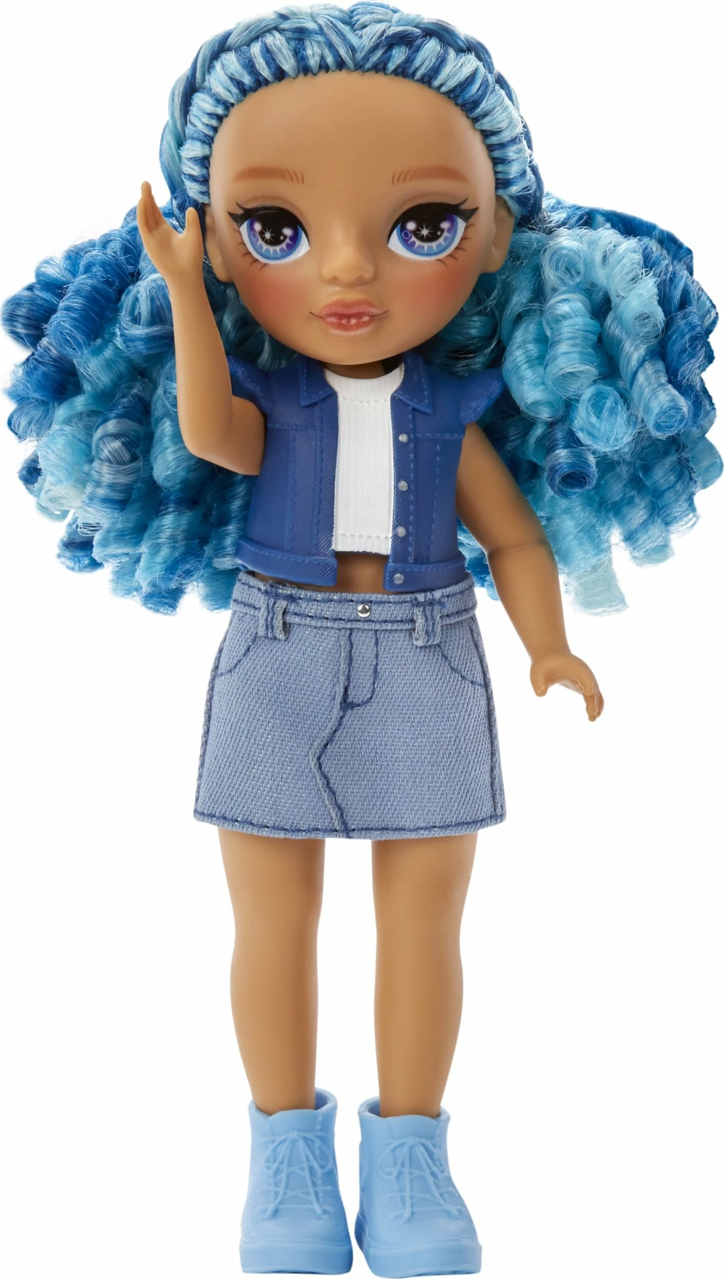 Kukull MGA Rainbow High Littles Sapphire, set me pet dhe çantë, blu