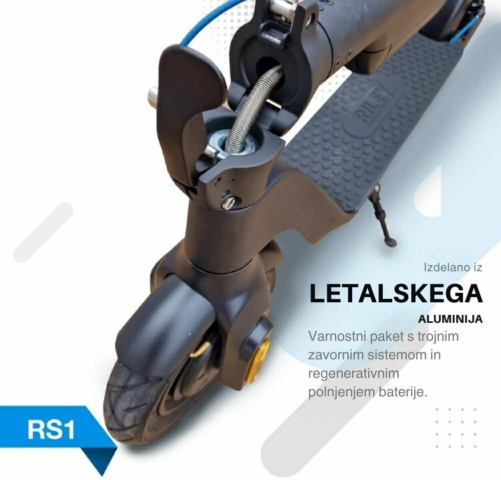 Skuter elektrik Riley RS1 Plus, motor 350 W, goma pneumatike 10\", rreze deri 25 km, e zezë me detaje blu