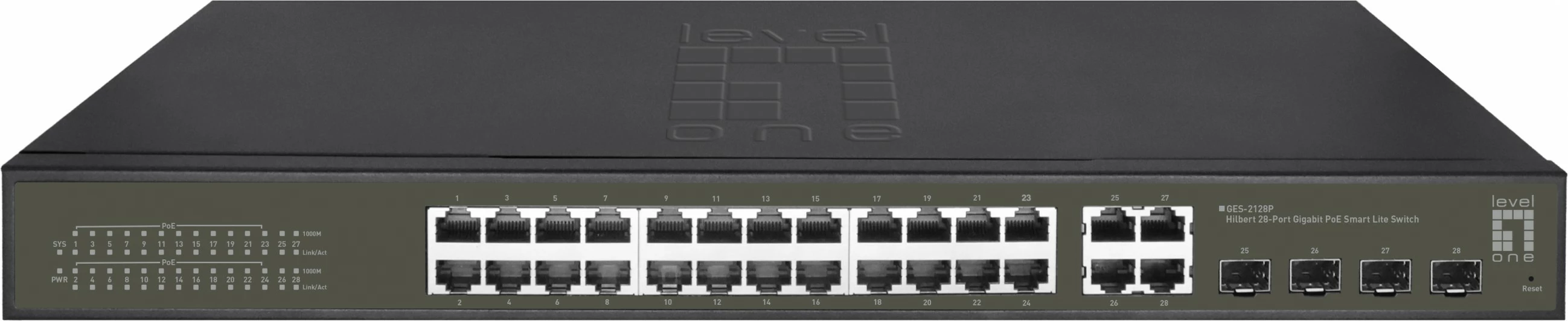 Switch LevelOne Hilbert 28-Port Gigabit PoE Smart Lite, 24 PoE, 4 x SFP/RJ45 Combo