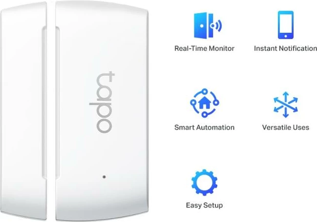 Sensor kontakti smart, TP-Link Tapo T110, për dyer/dritare, njoftime në aplikacion, i bardhë