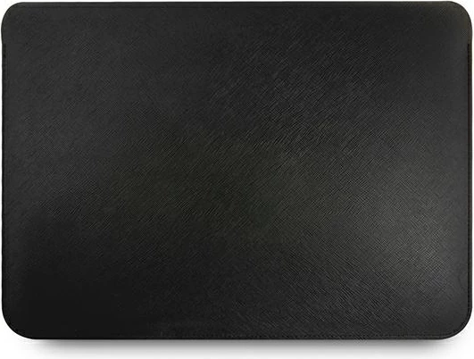 Mbështjellës Guess Saffiano Script për laptop 13", eko-lëkurë, zi