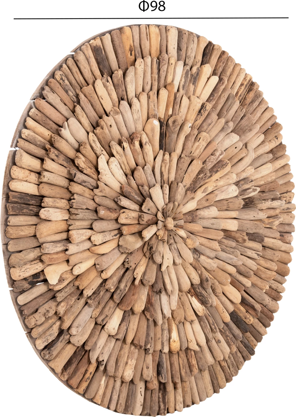 Dekorim muri i rrumbullakët CHIIKI FH4300 dru i lundruar natyral Φ98 cm