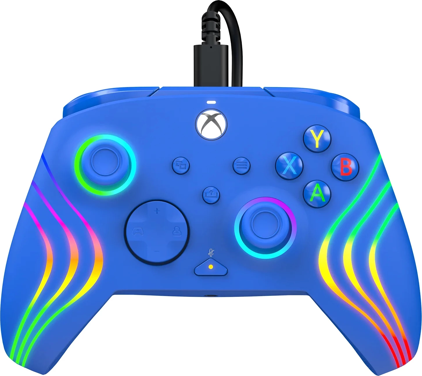 Kontroller me kabllo PDP Afterglow Wave për Xbox/PC, RGB, USB-C, kabllo 2.4 m, blu