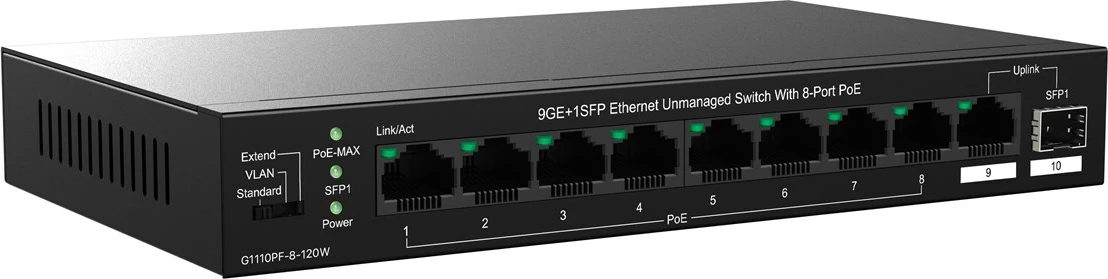 Switch Tenda TEG1110PF-8-120W, Gigabit Ethernet, PoE, i zi