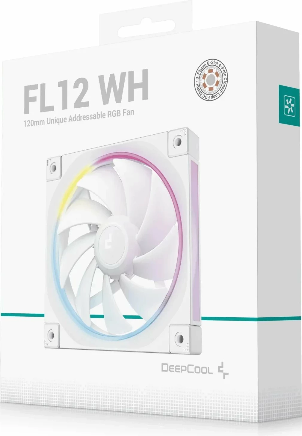 Ventilator për kasë PC Deepcool FL12 (R-FL12-WHAPN1-G) 120mm ARGB Gen2 PWM, 1 copë, i bardhë