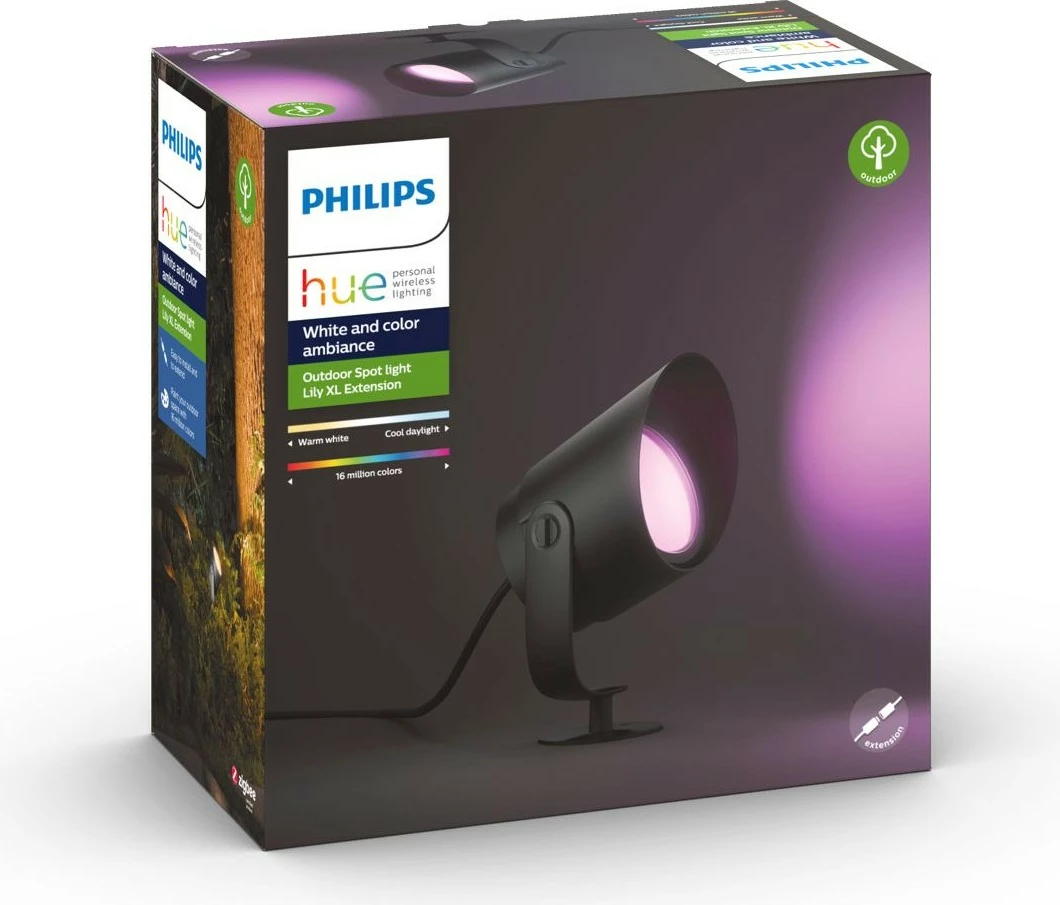 Dritë spot Philips Hue Lily XL, LED, e zezë, Smart, për ambient të jashtëm
