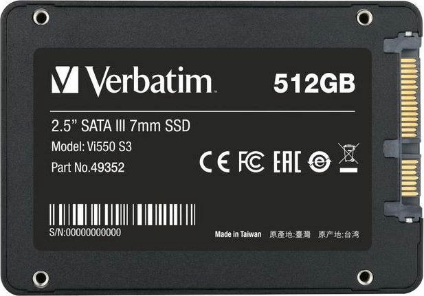 Disk SSD Verbatim Vi550 S3 512GB 2.5" SATA III 7mm (49352)