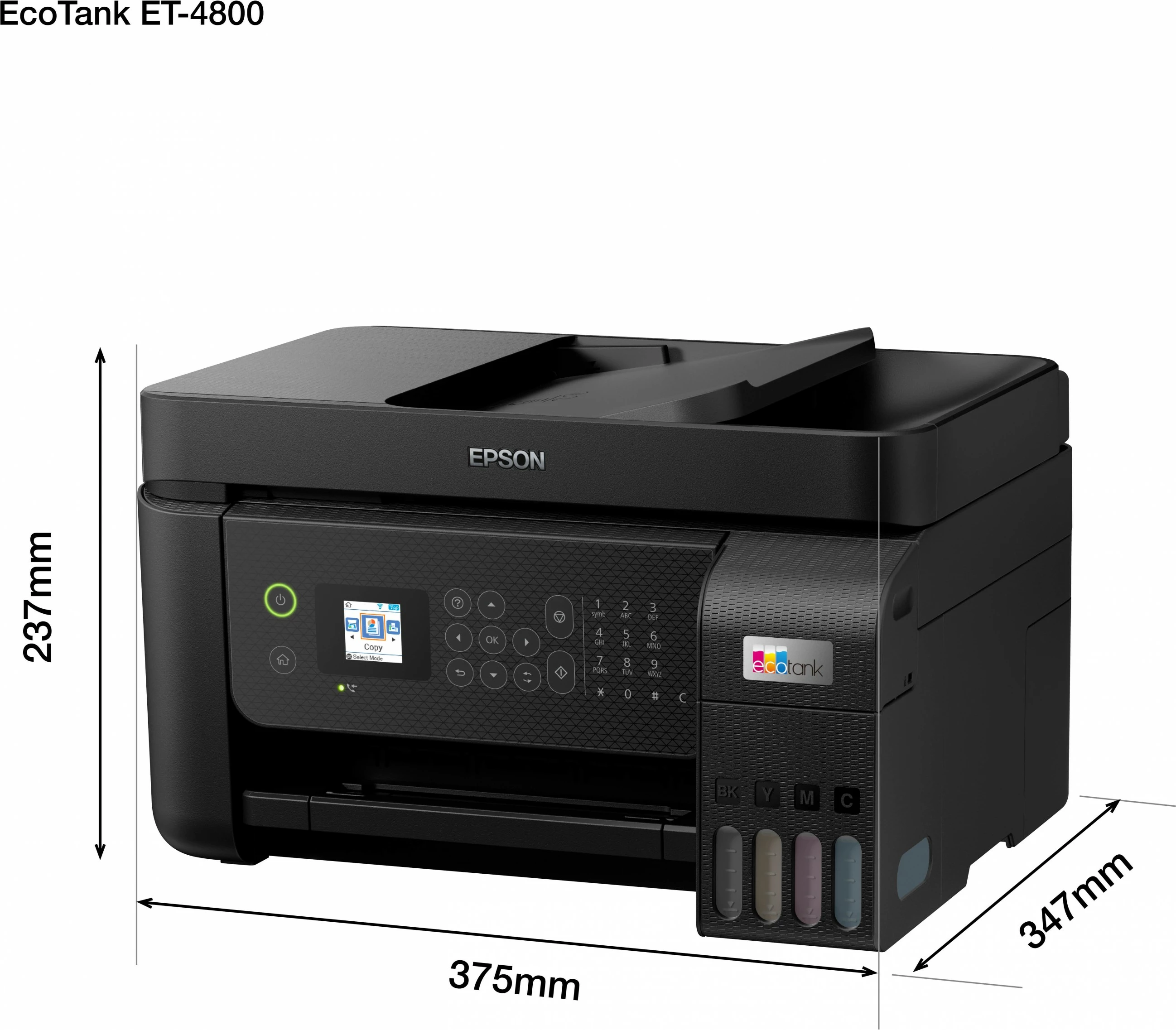 Printer multifunksional Epson EcoTank ET-4800, ngjyrë, A4, Wi-Fi, me skaner dhe faks, e zezë