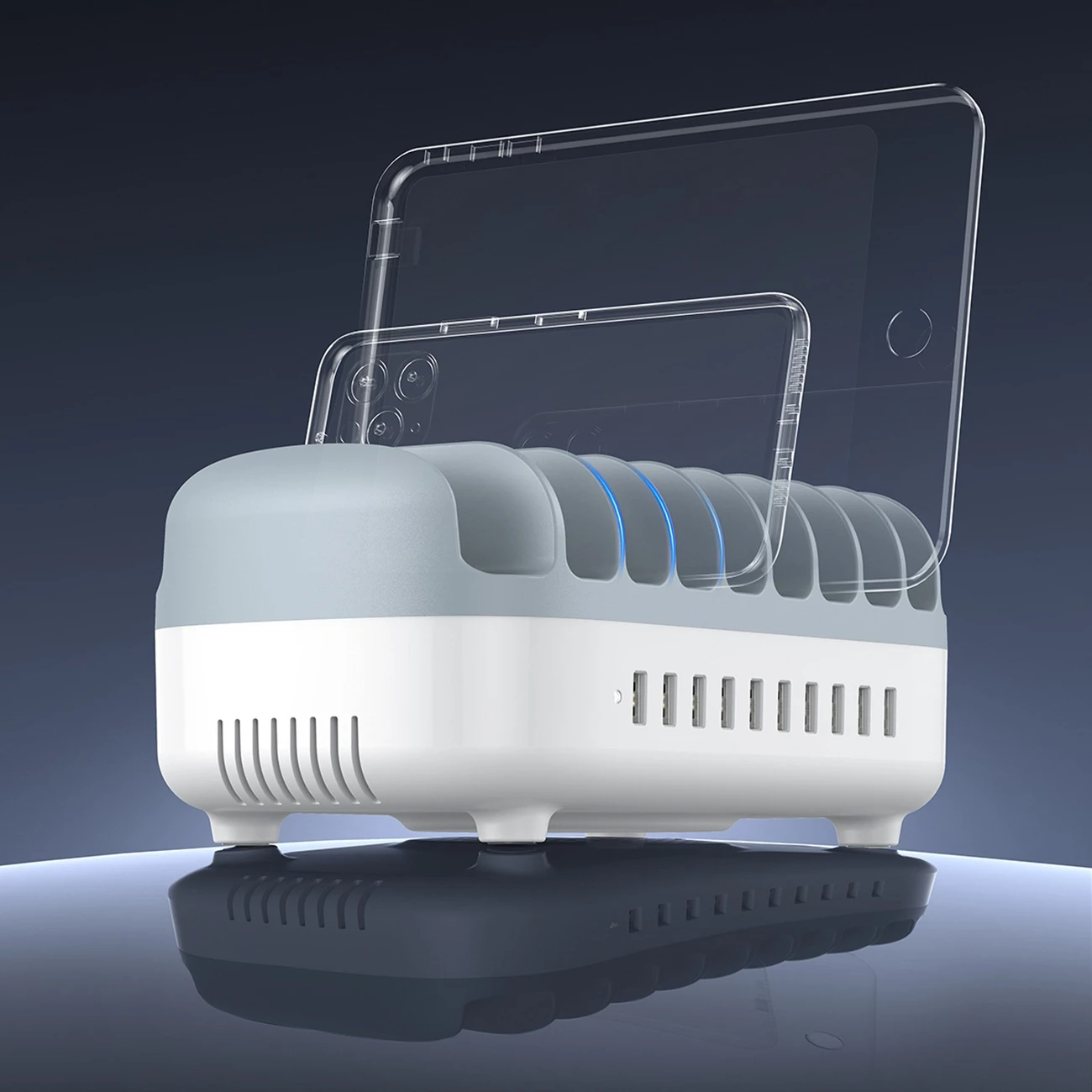 Stacion karikimi Orico DUK-10P-V1, 10x USB-A, 120W, i bardhë