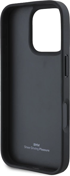 Mbështjellës BMW Leather Hot Stamp për iPhone 16 Pro Max, i zi