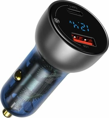 Karikues veture Baseus Particular Digital Display CCKX-C0A 65W 1x USB-A 1x USB-C 5A, argjendtë