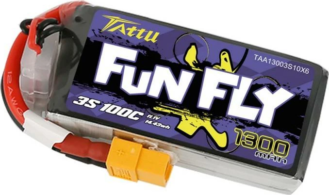 Bateri Tattu Funfly 1300mAh 11,1V 100C për dronë garues