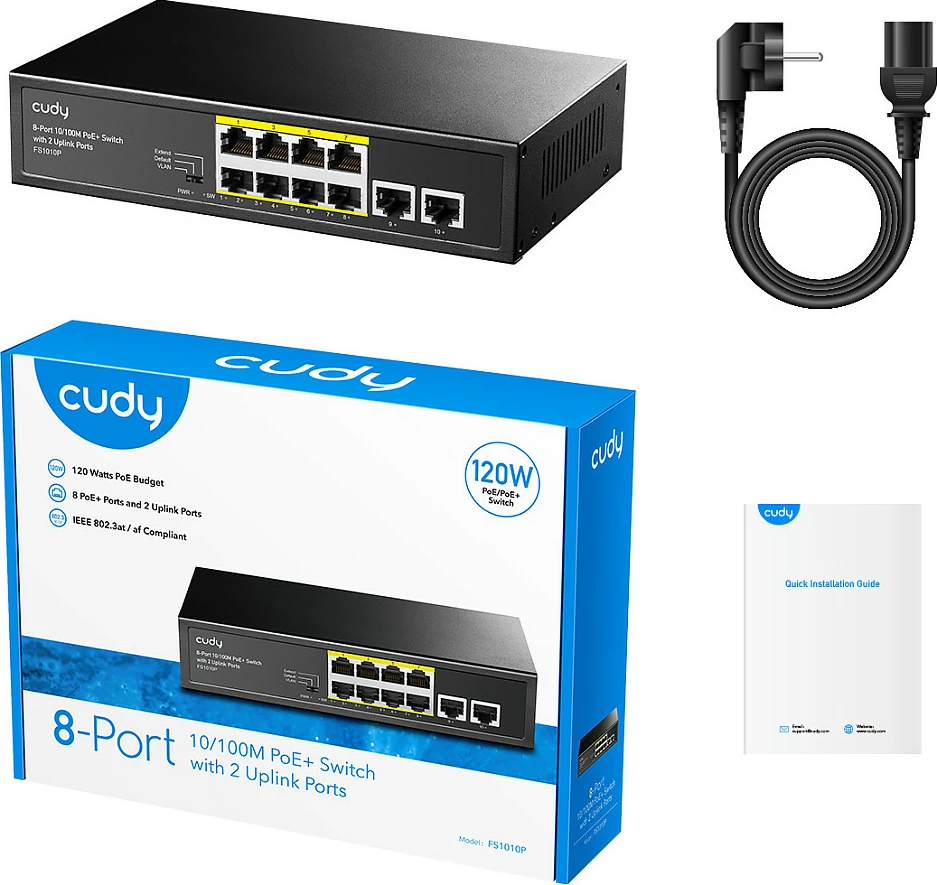Switch Cudy FS1010P, Fast Ethernet, PoE