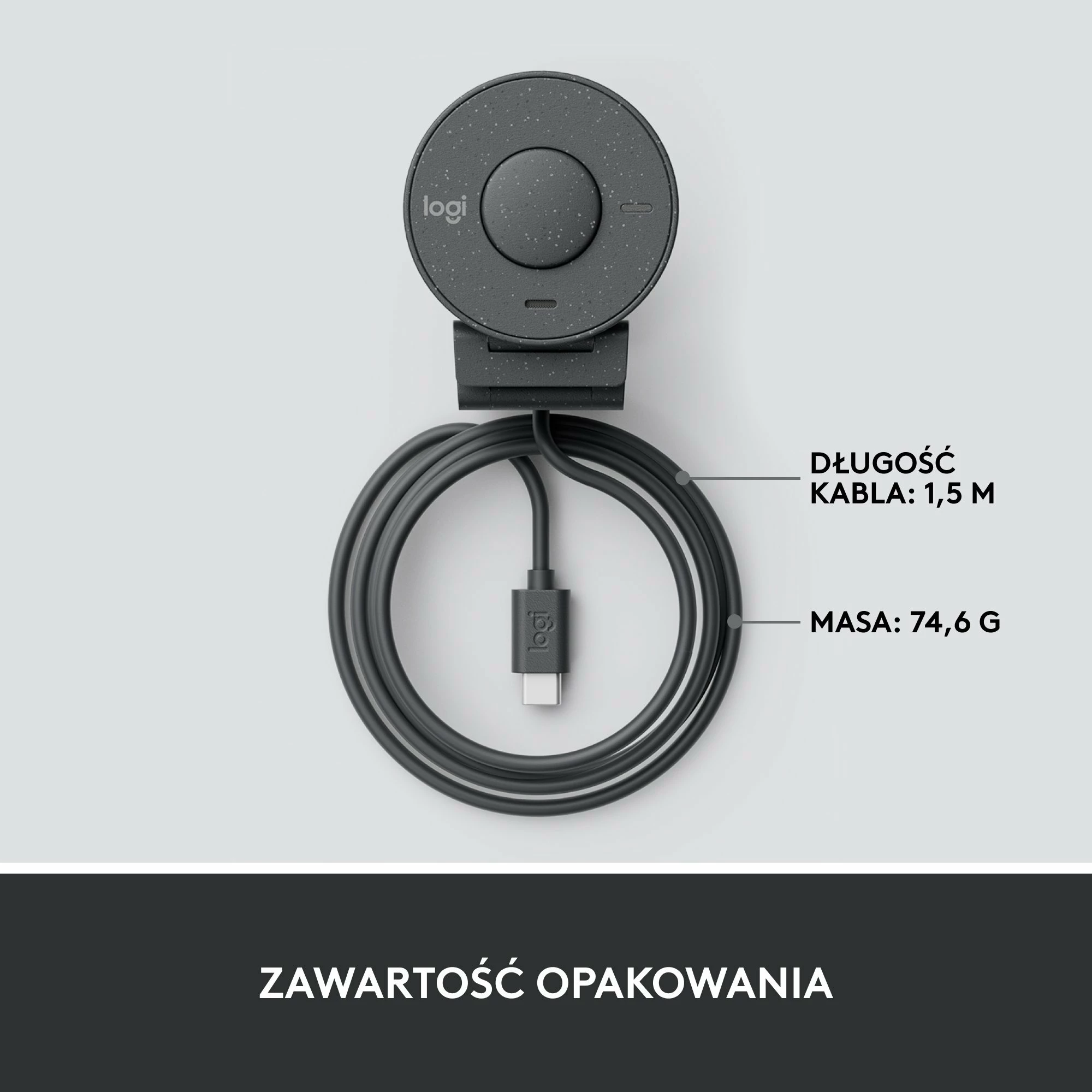 Webkamerë Logitech Brio 300 Full HD 1080p USB-C, Graphite (960-001436)