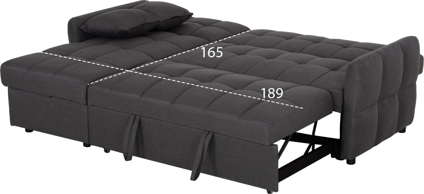 Kënd-sofë krevate me chaise të kthyeshme, ngjyrë gri, NEZU FH3294.01, 213x145x83cm