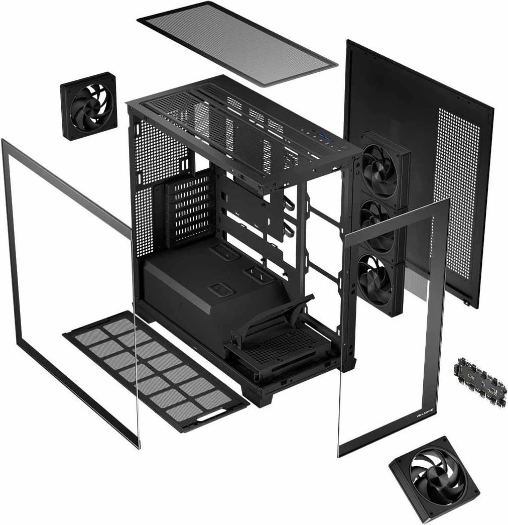 Kasë MODECOM STELLAR 5F ARGB, Midi Tower, me 5 ventilatorë ARGB, e zezë