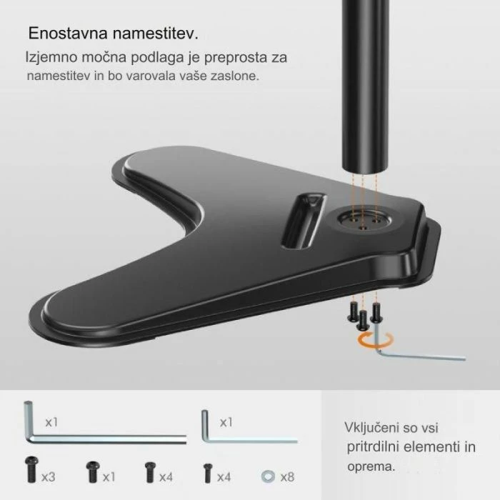 Mbajtës monitori desktop i rregullueshëm VONHAUS 3000241, 13"-32", VESA 75x75/100x100, max 9 kg, i zi