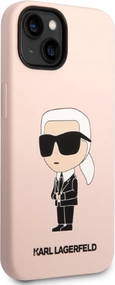 Mbështjellës Karl Lagerfeld Silicone Ikonik MagSafe për iPhone 14 Plus 6.7", rozë
