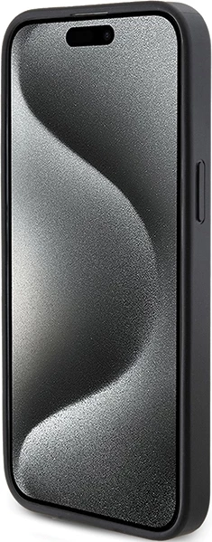 Mbështjellës Guess 4G Triangle Metal Logo për iPhone 14 Pro Max, i zi