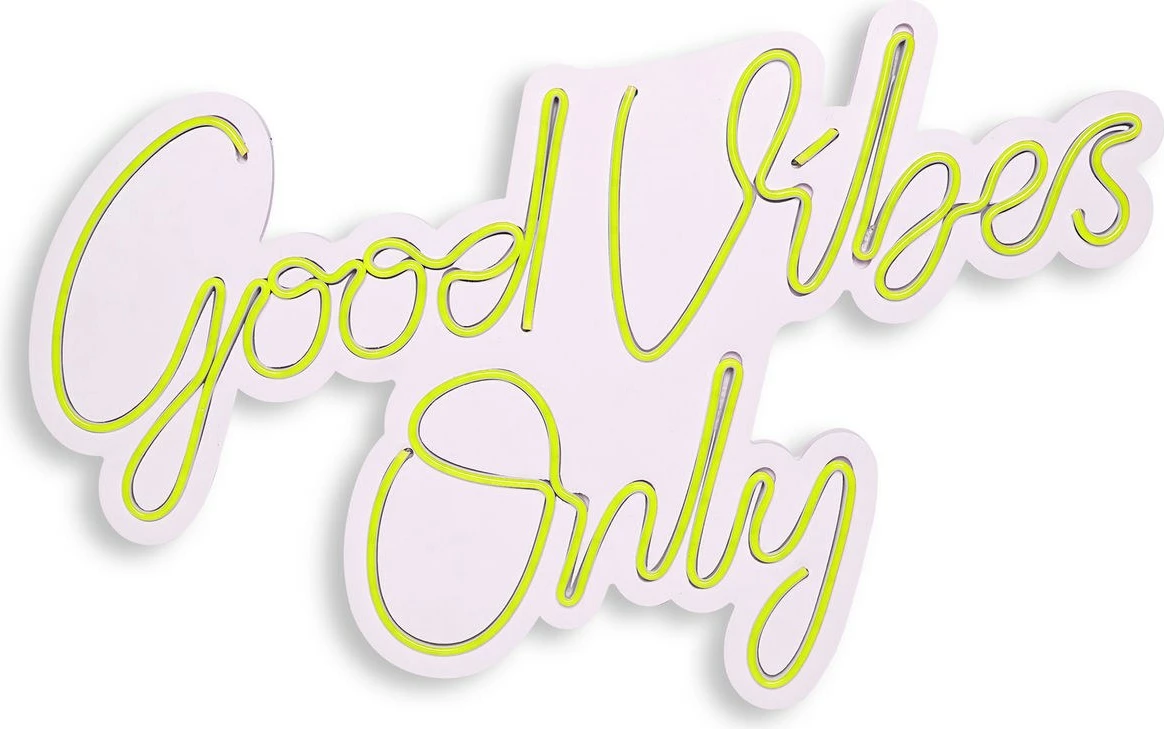 Dekor ndriçues plastik LED, Good Vibes Only, ngjyrë e verdhë