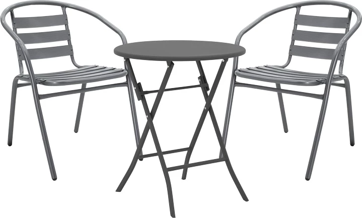 Tavolinë me karrige për terasë, metalike, ngjyrë antracit, Albero-Tade, 60x70cm