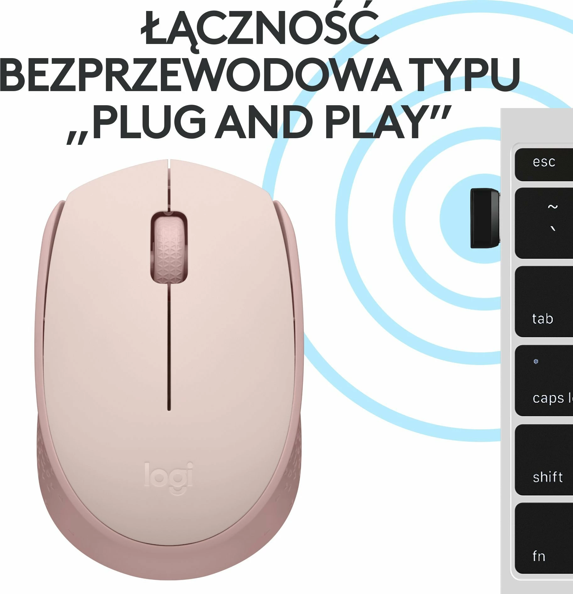 Maus Logitech M171 (910-006865) pa kabllo 2.4GHz 1000 DPI me marrës USB, rozë